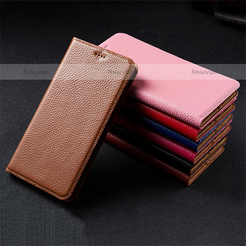 Leather Case Stands Flip Cover Holder H02P for OnePlus Nord N200 5G