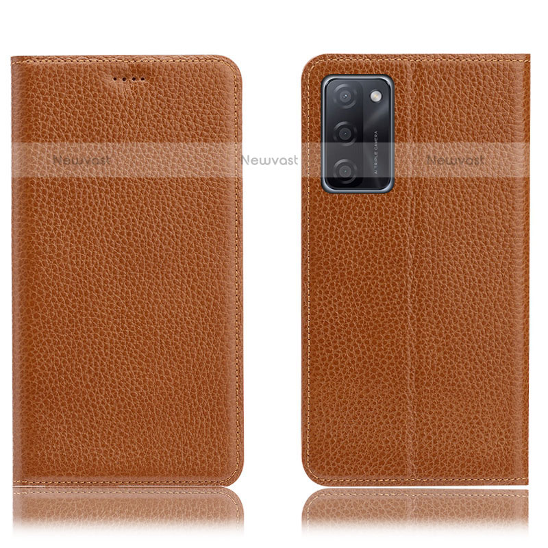 Leather Case Stands Flip Cover Holder H02P for Oppo A55S 5G