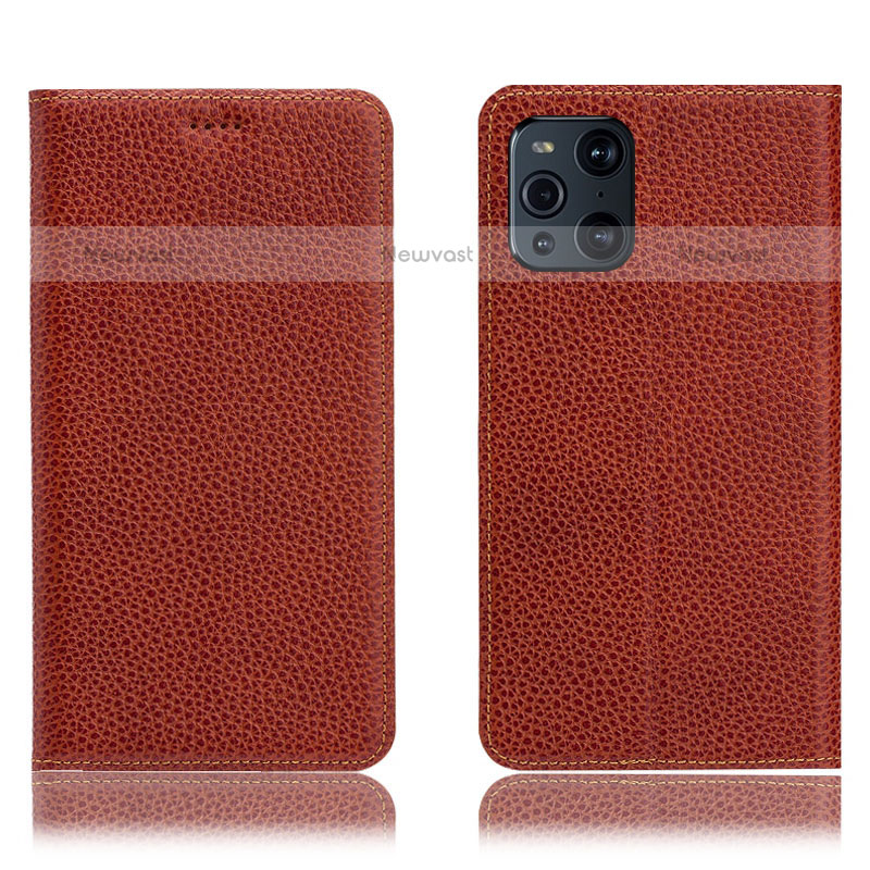 Leather Case Stands Flip Cover Holder H02P for Oppo Find X3 Pro 5G