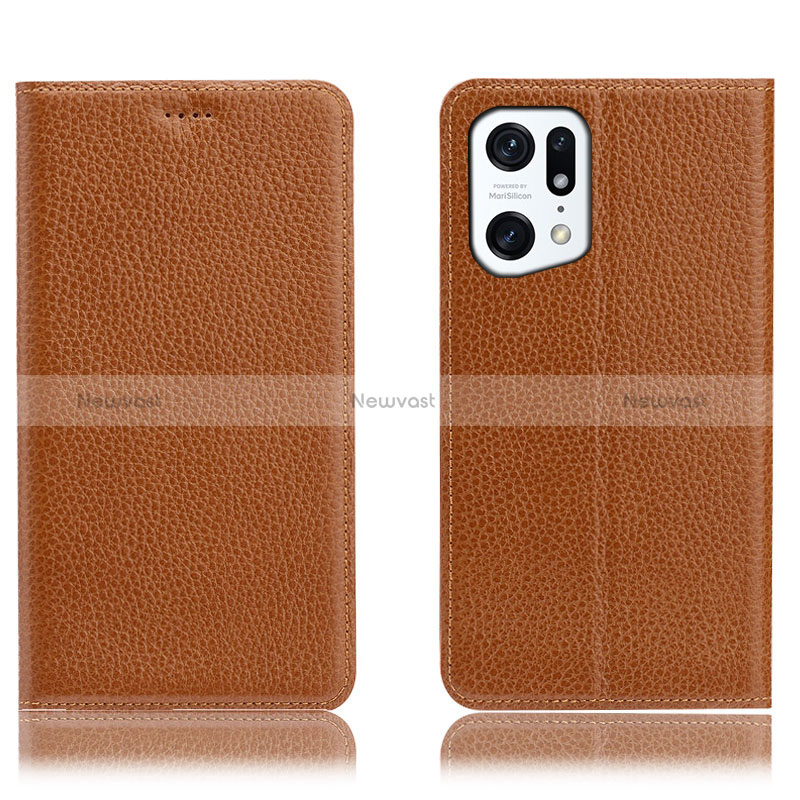 Leather Case Stands Flip Cover Holder H02P for Oppo Find X5 5G