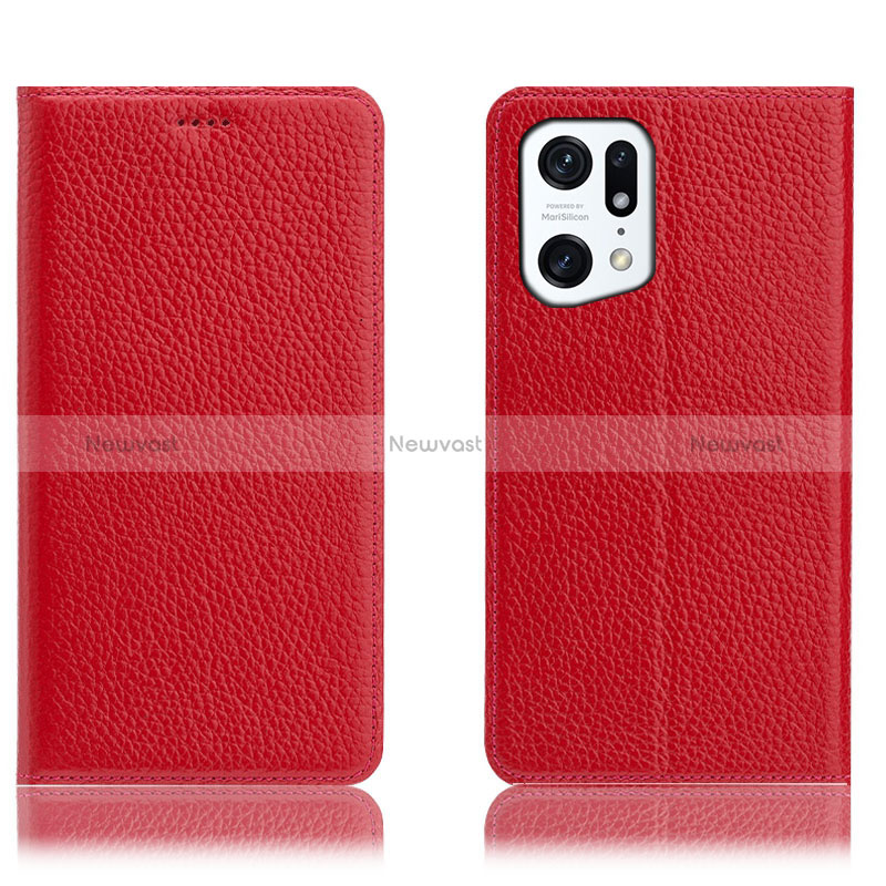 Leather Case Stands Flip Cover Holder H02P for Oppo Find X5 5G
