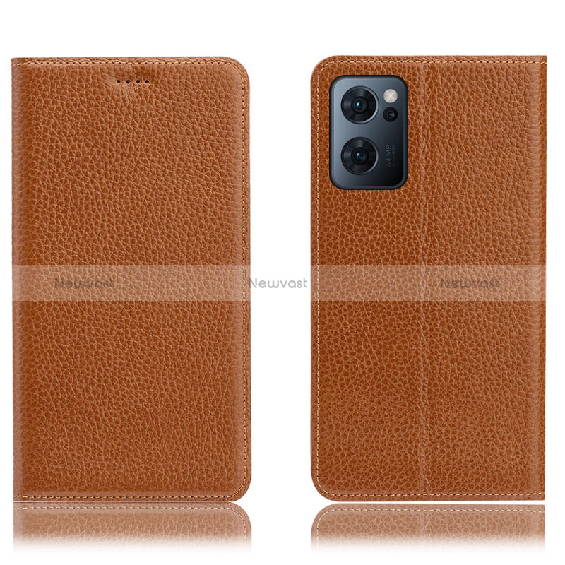 Leather Case Stands Flip Cover Holder H02P for Oppo Reno7 5G