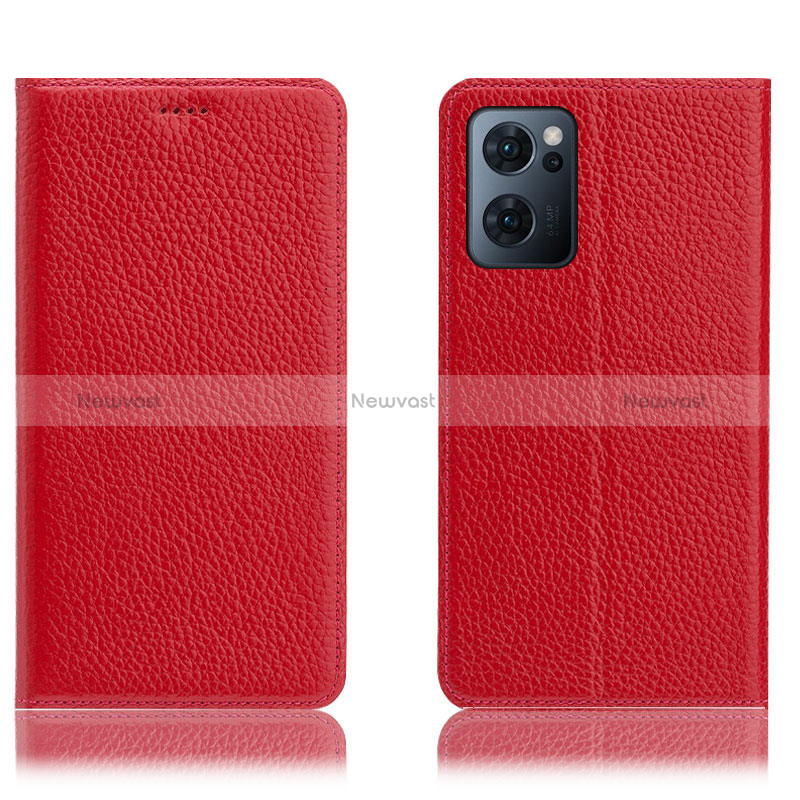 Leather Case Stands Flip Cover Holder H02P for Oppo Reno7 5G