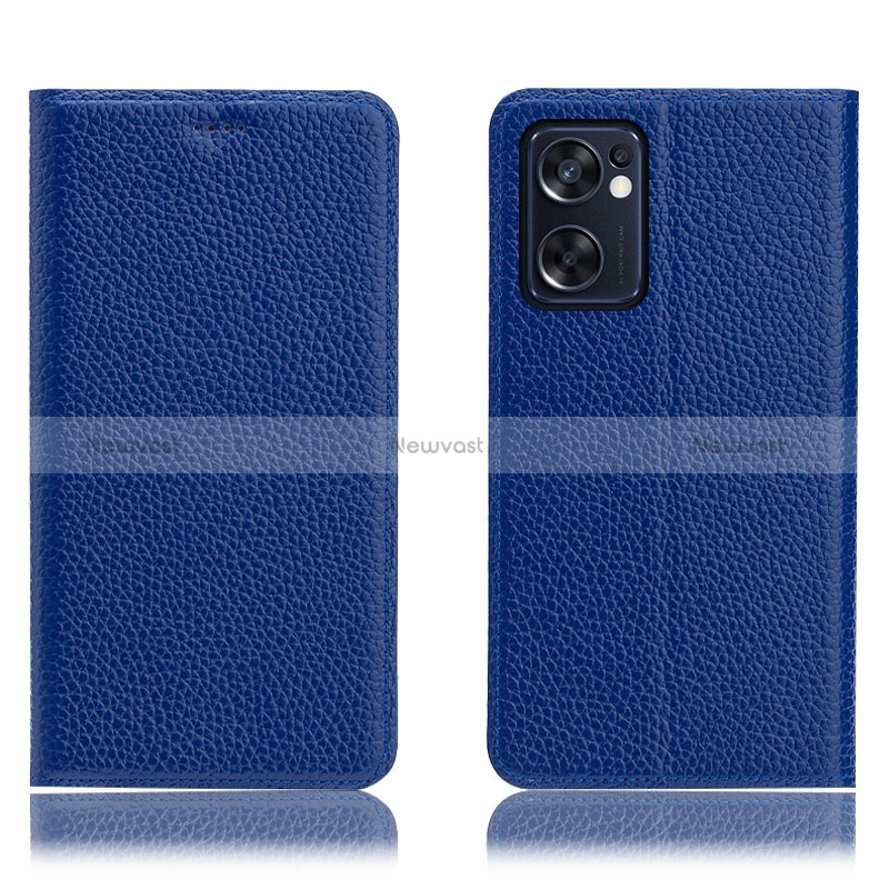 Leather Case Stands Flip Cover Holder H02P for Oppo Reno7 SE 5G