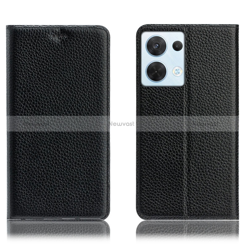 Leather Case Stands Flip Cover Holder H02P for Oppo Reno8 5G