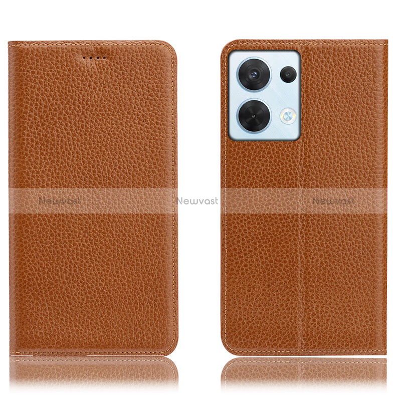 Leather Case Stands Flip Cover Holder H02P for Oppo Reno9 5G