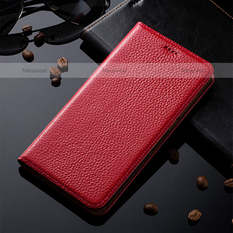 Leather Case Stands Flip Cover Holder H02P for Samsung Galaxy A11 Red