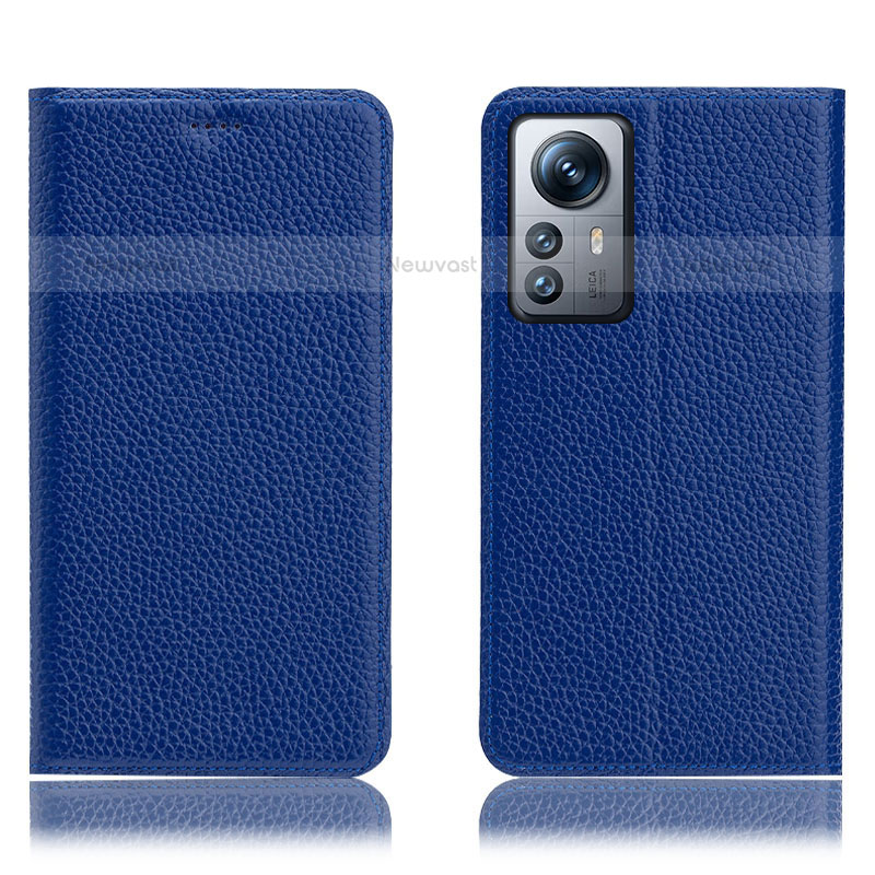 Leather Case Stands Flip Cover Holder H02P for Xiaomi Mi 12 Lite 5G Blue