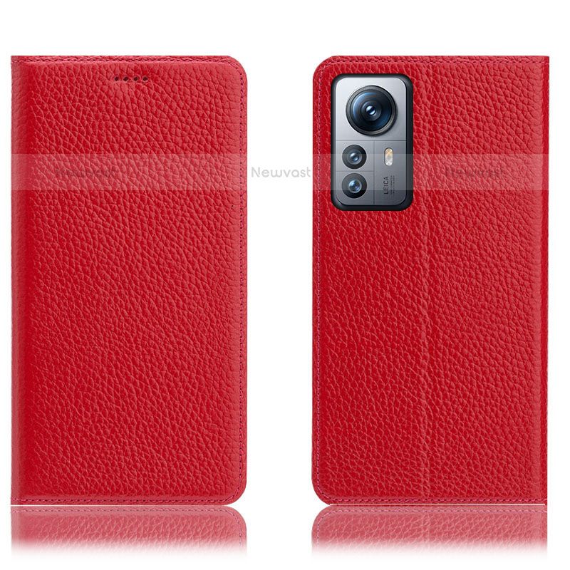 Leather Case Stands Flip Cover Holder H02P for Xiaomi Mi 12S 5G Red