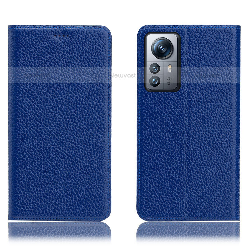 Leather Case Stands Flip Cover Holder H02P for Xiaomi Mi 12X 5G Blue