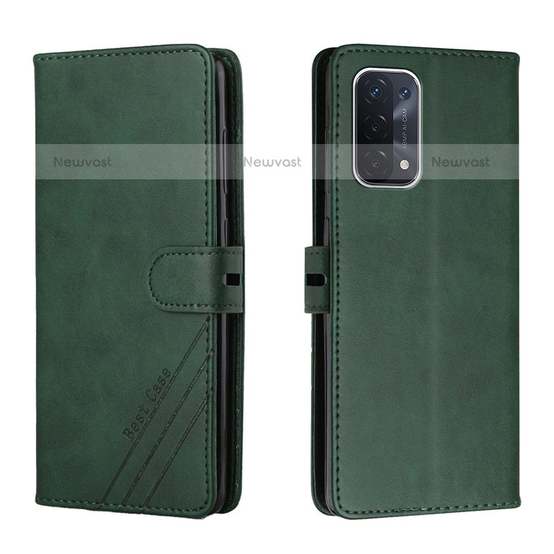 Leather Case Stands Flip Cover Holder H02X for OnePlus Nord N200 5G Green