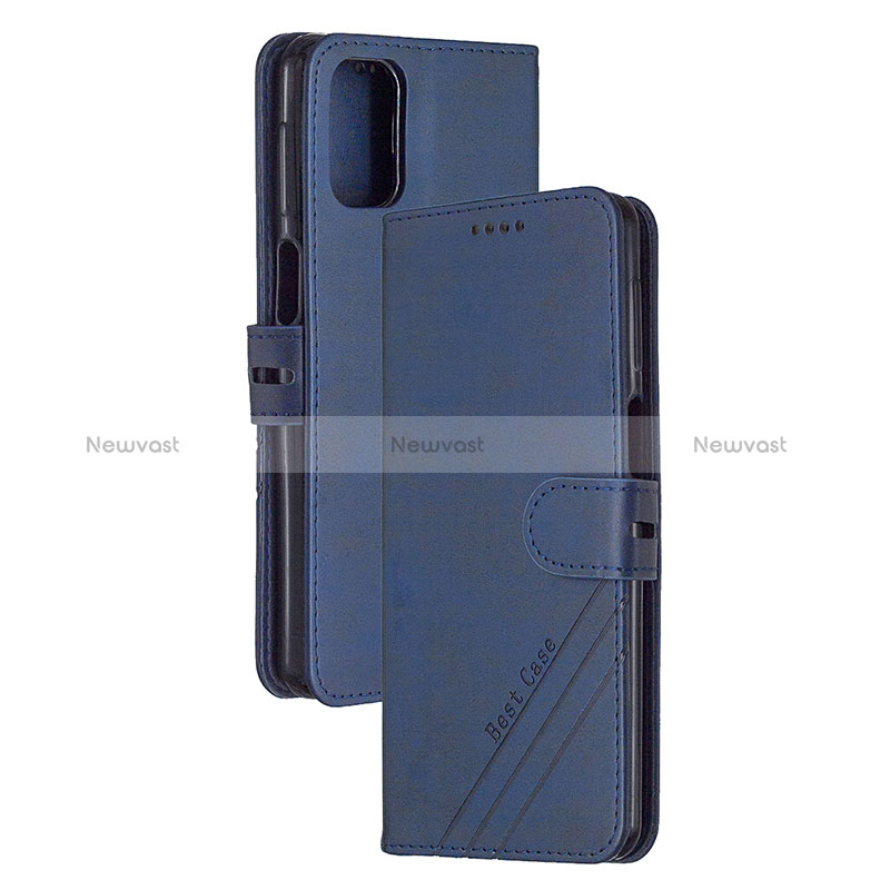 Leather Case Stands Flip Cover Holder H02X for Xiaomi Mi 10T 5G Blue