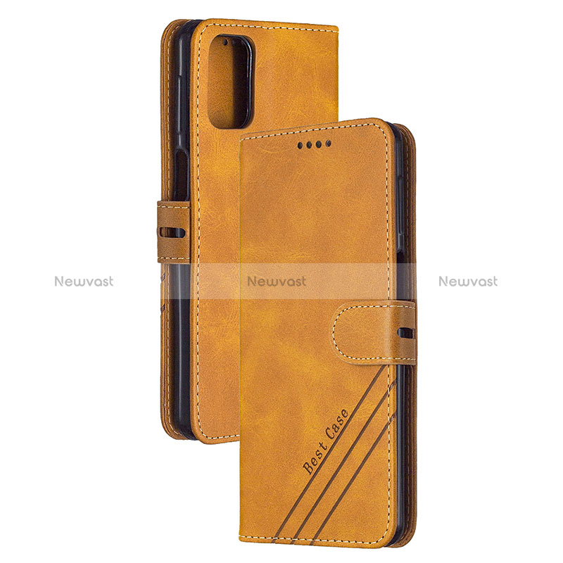 Leather Case Stands Flip Cover Holder H02X for Xiaomi Mi 10T Pro 5G Light Brown