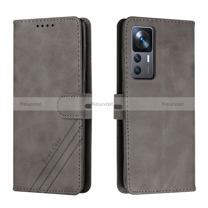 Leather Case Stands Flip Cover Holder H02X for Xiaomi Mi 12T Pro 5G Gray