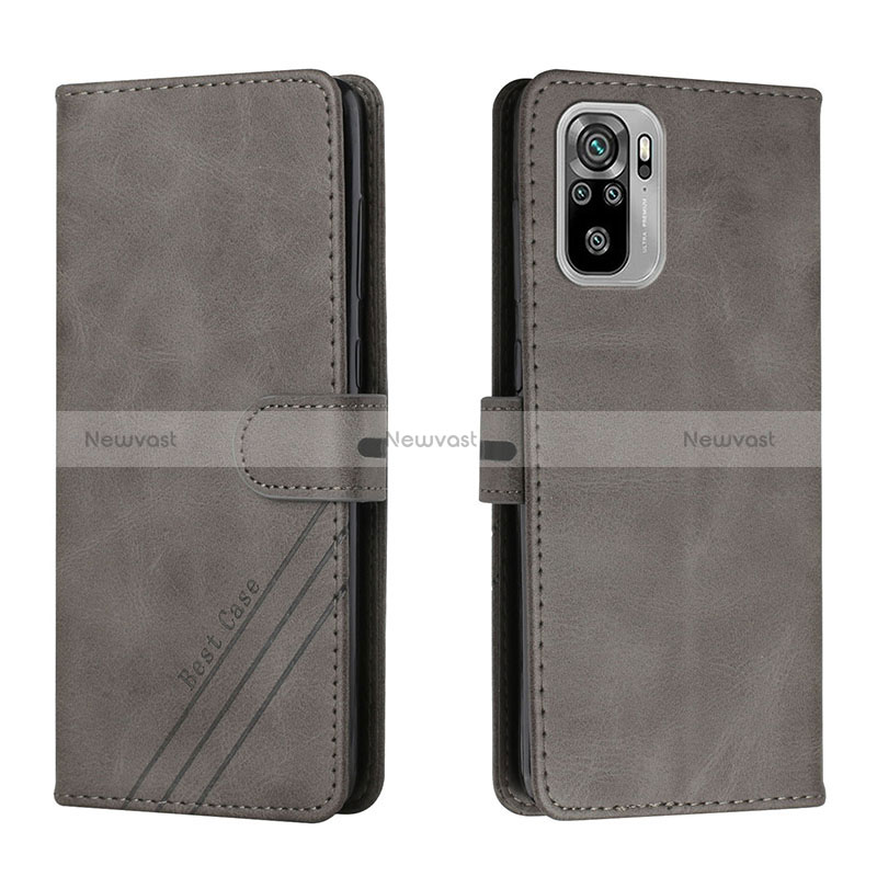 Leather Case Stands Flip Cover Holder H02X for Xiaomi Poco M5S Gray