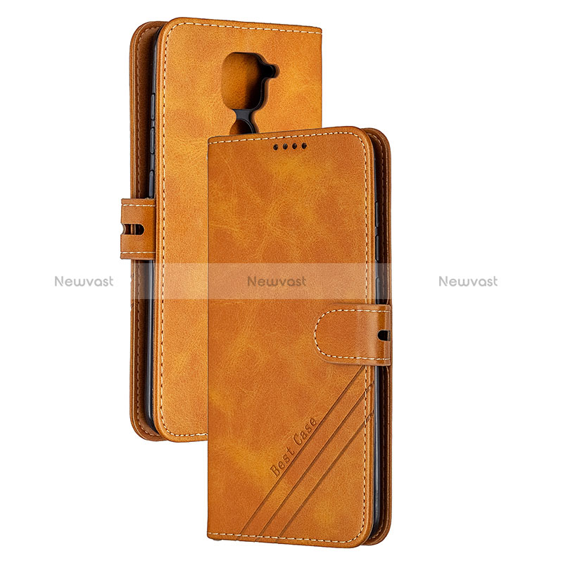 Leather Case Stands Flip Cover Holder H02X for Xiaomi Redmi 10X 4G Light Brown