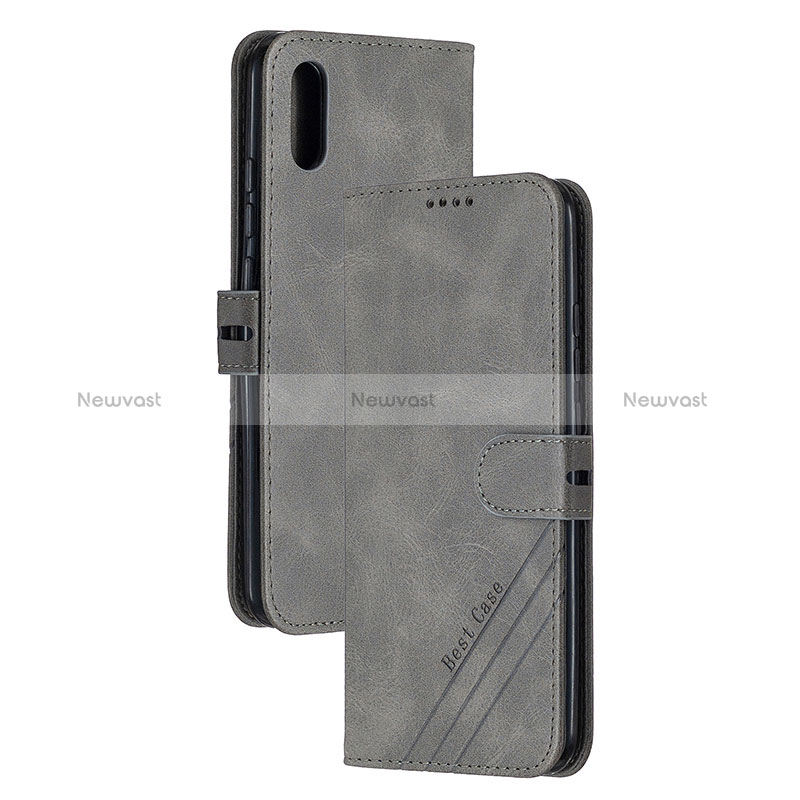 Leather Case Stands Flip Cover Holder H02X for Xiaomi Redmi 9AT Gray