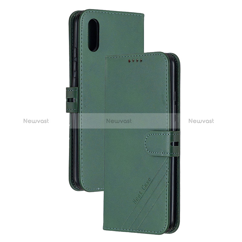 Leather Case Stands Flip Cover Holder H02X for Xiaomi Redmi 9AT Green