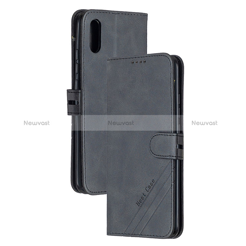 Leather Case Stands Flip Cover Holder H02X for Xiaomi Redmi 9i Black