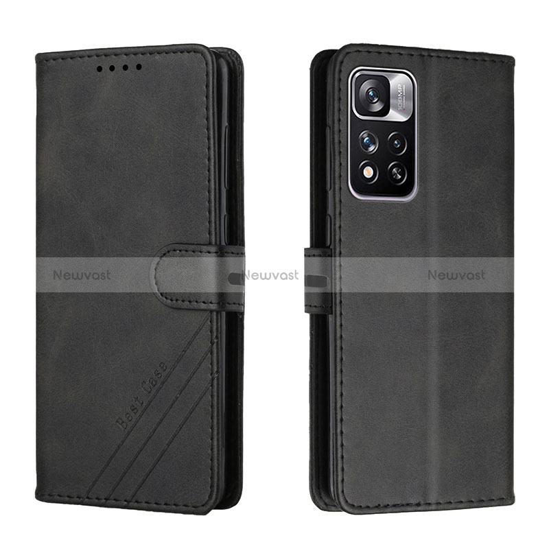 Leather Case Stands Flip Cover Holder H02X for Xiaomi Redmi Note 11 Pro+ Plus 5G Black