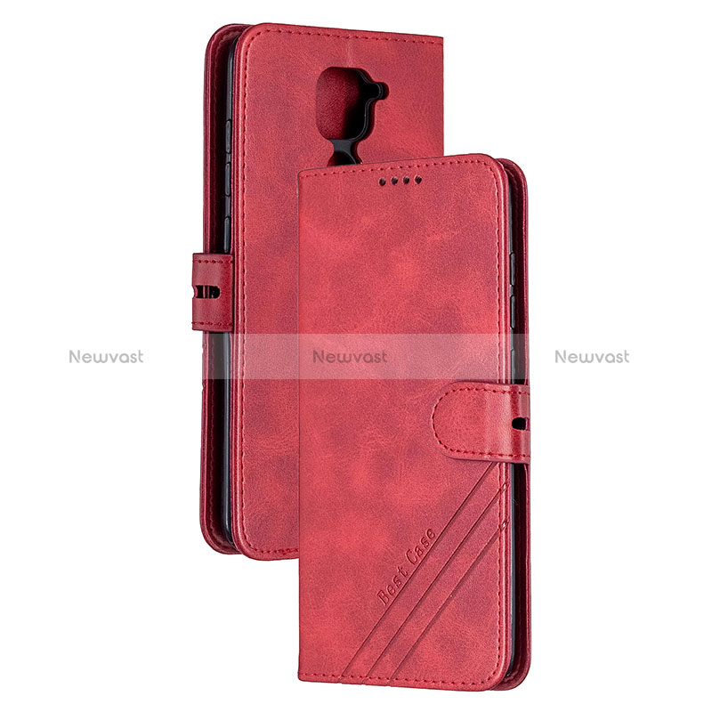 Leather Case Stands Flip Cover Holder H02X for Xiaomi Redmi Note 9 Red