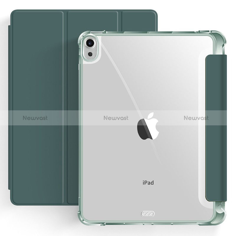 Leather Case Stands Flip Cover Holder H03 for Apple iPad Air 4 10.9 (2020) Midnight Green