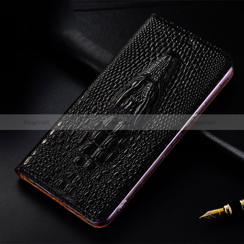 Leather Case Stands Flip Cover Holder H03P for Apple iPhone 12 Mini Black