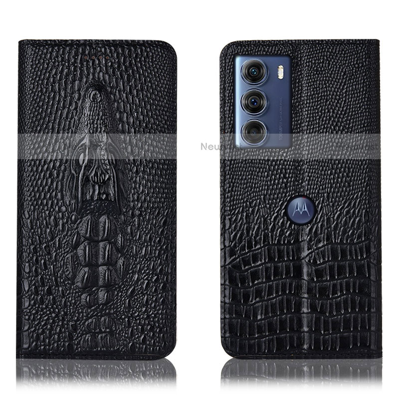 Leather Case Stands Flip Cover Holder H03P for Motorola Moto G200 5G