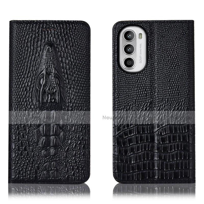 Leather Case Stands Flip Cover Holder H03P for Motorola MOTO G52