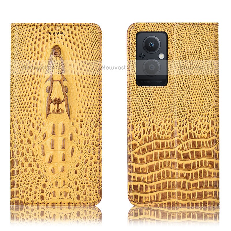 Leather Case Stands Flip Cover Holder H03P for OnePlus Nord N20 5G Yellow