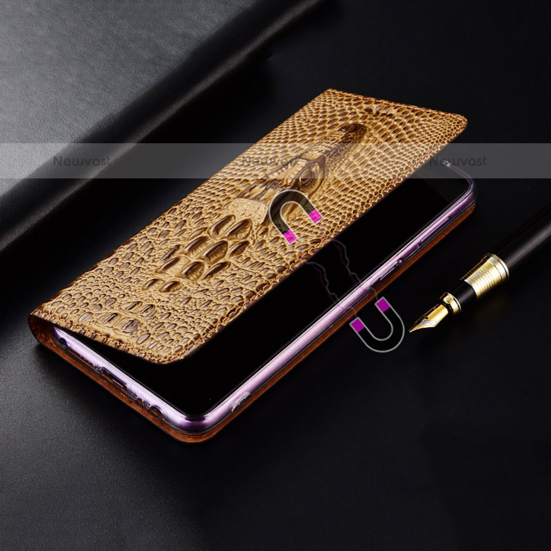 Leather Case Stands Flip Cover Holder H03P for Oppo A55S 5G