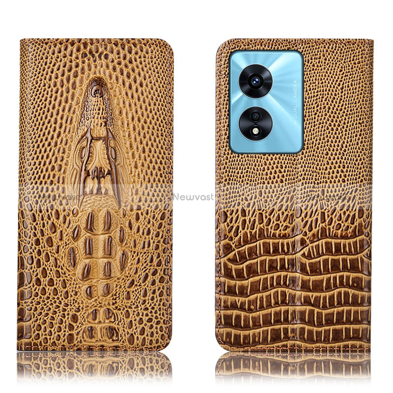 Leather Case Stands Flip Cover Holder H03P for Oppo A58 5G