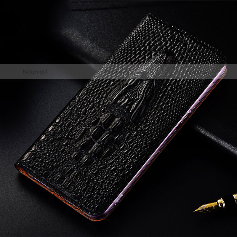 Leather Case Stands Flip Cover Holder H03P for Samsung Galaxy Note 10 Lite Black