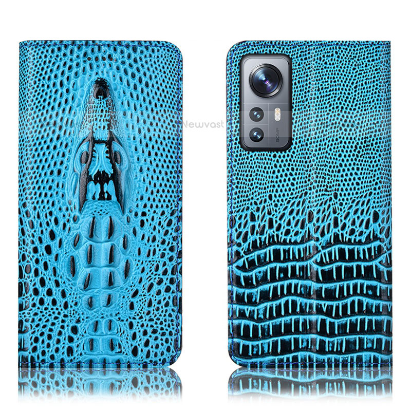 Leather Case Stands Flip Cover Holder H03P for Xiaomi Mi 12 Lite 5G Sky Blue