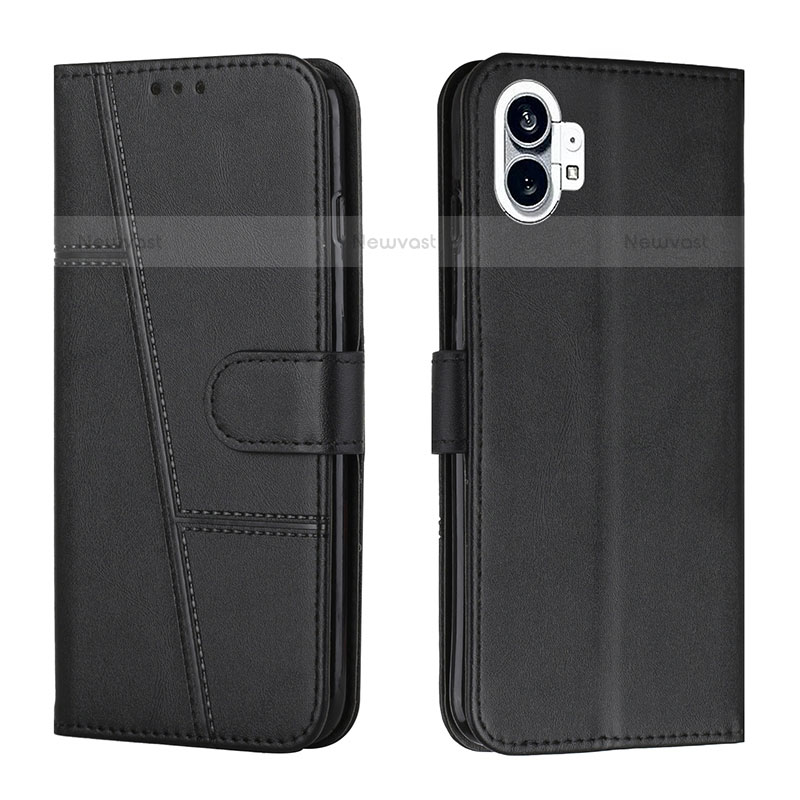 Leather Case Stands Flip Cover Holder H03X for Nothing Phone 1 Black