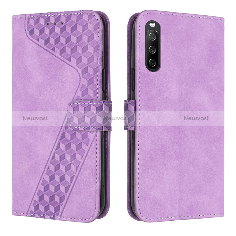 Leather Case Stands Flip Cover Holder H03X for Sony Xperia 10 IV Purple