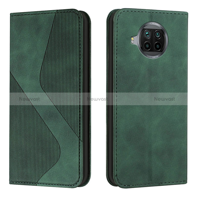 Leather Case Stands Flip Cover Holder H03X for Xiaomi Mi 10i 5G Green