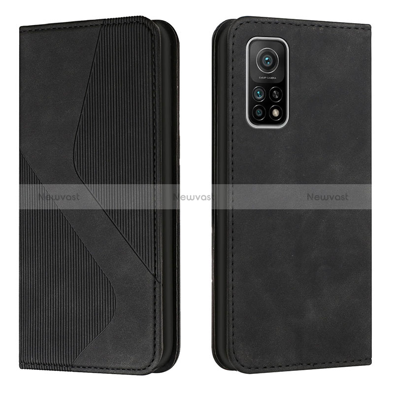 Leather Case Stands Flip Cover Holder H03X for Xiaomi Mi 10T 5G Black