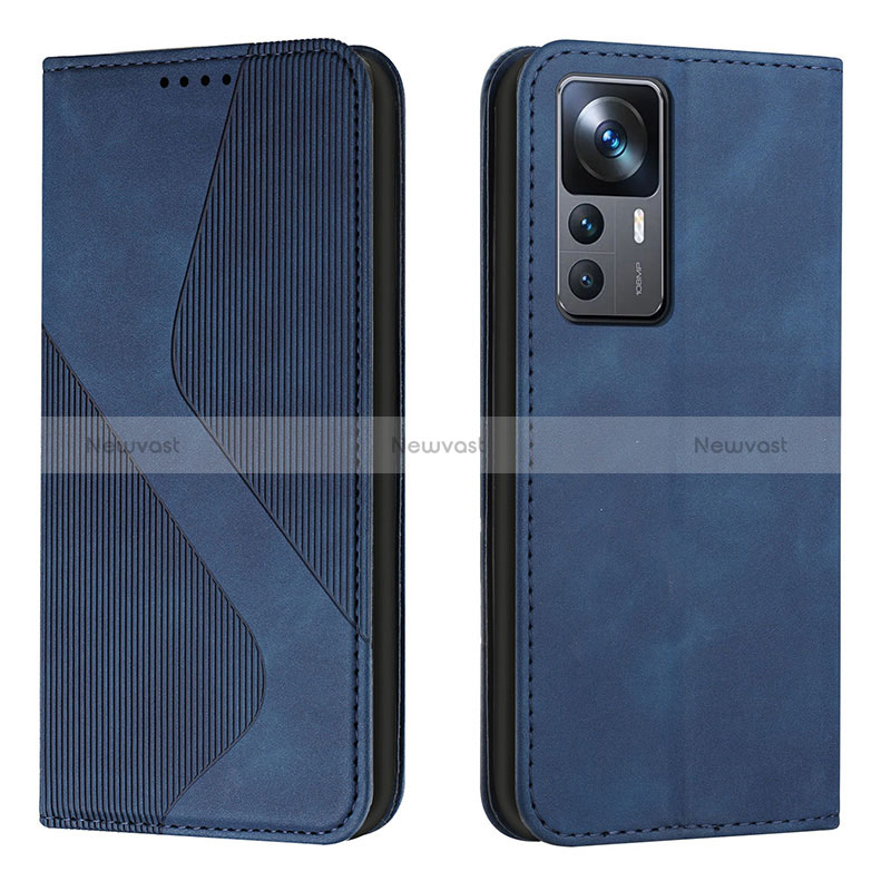 Leather Case Stands Flip Cover Holder H03X for Xiaomi Mi 12T Pro 5G Blue