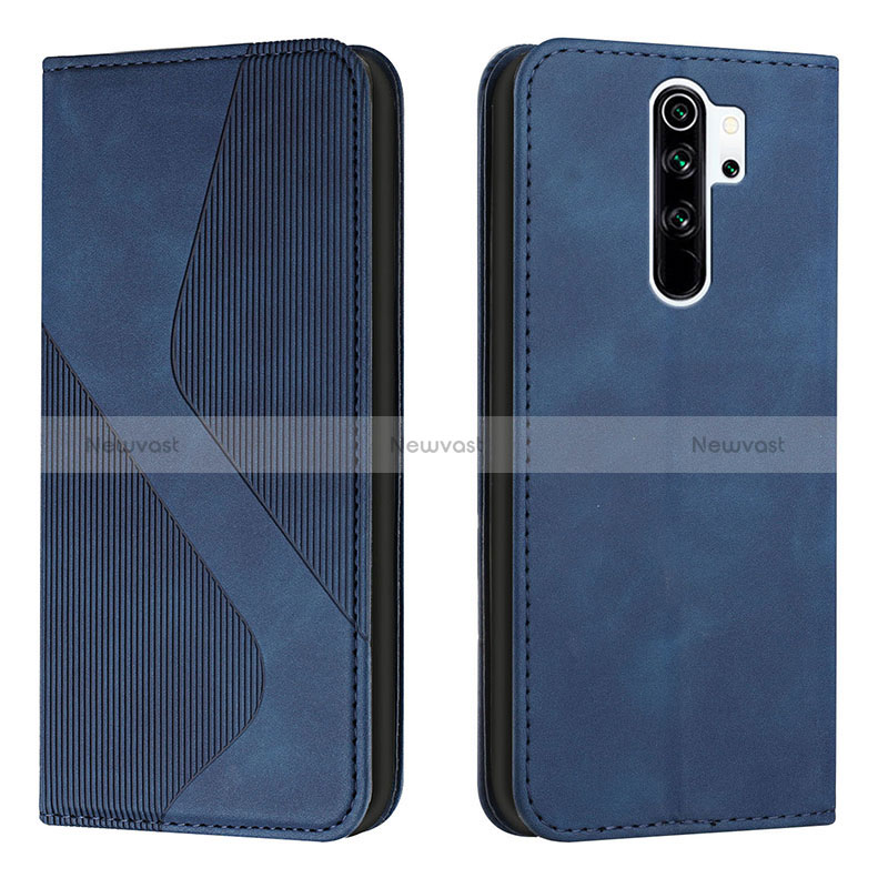 Leather Case Stands Flip Cover Holder H03X for Xiaomi Redmi 9 Blue