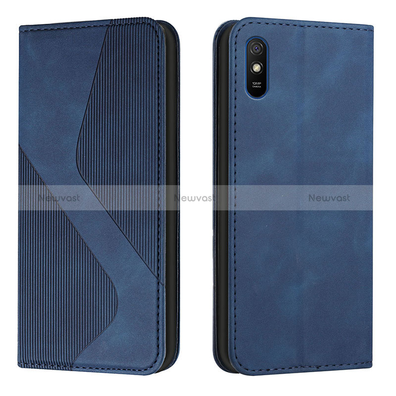 Leather Case Stands Flip Cover Holder H03X for Xiaomi Redmi 9AT Blue