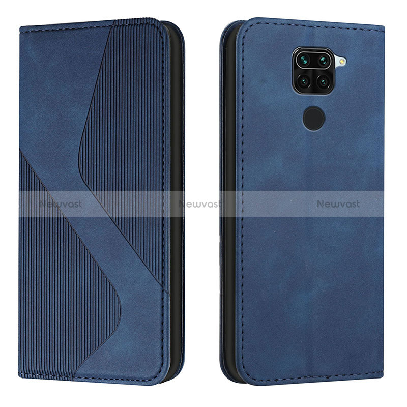 Leather Case Stands Flip Cover Holder H03X for Xiaomi Redmi Note 9 Blue