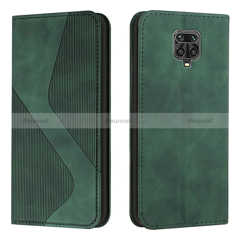 Leather Case Stands Flip Cover Holder H03X for Xiaomi Redmi Note 9 Pro Green