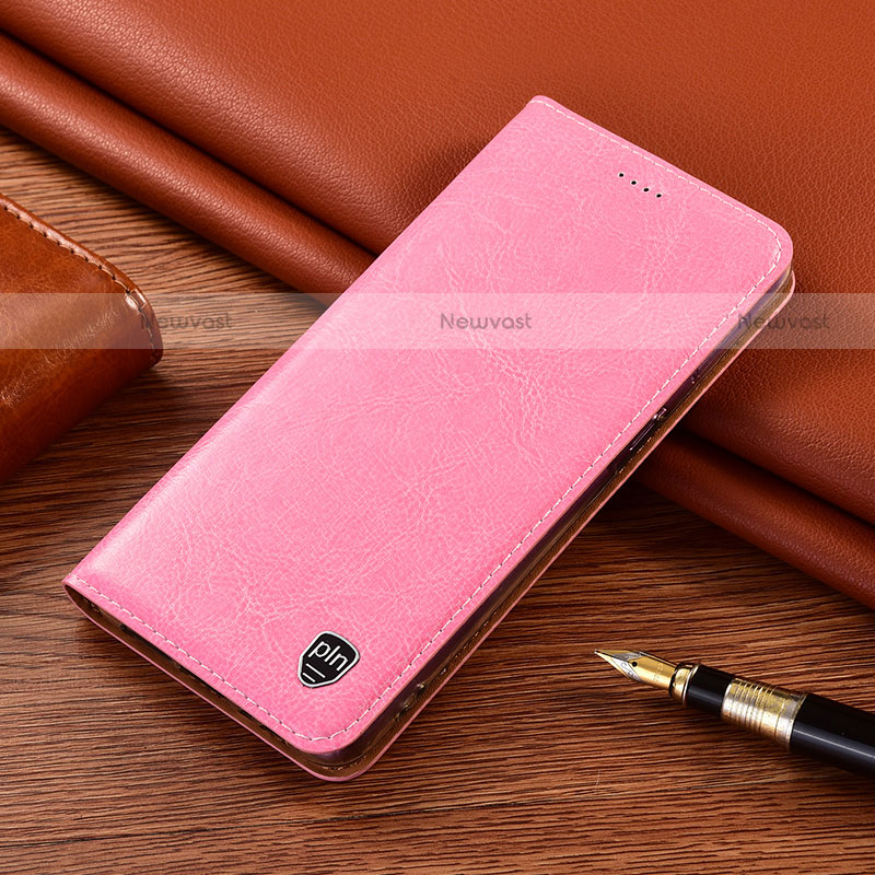 Leather Case Stands Flip Cover Holder H04P for Motorola Moto G10 Power Pink