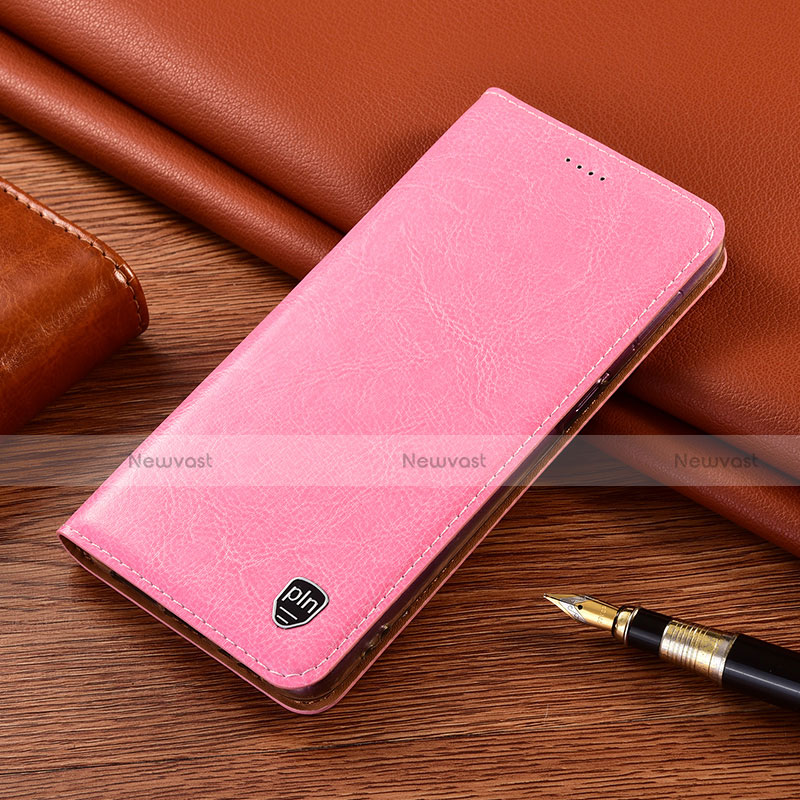 Leather Case Stands Flip Cover Holder H04P for Motorola Moto G30 Pink