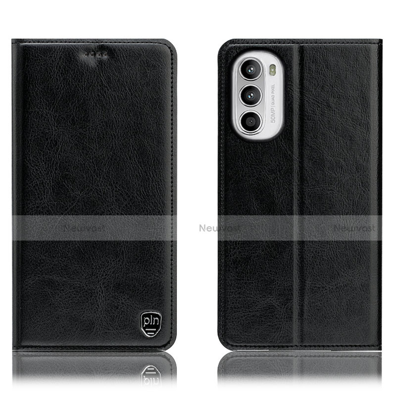 Leather Case Stands Flip Cover Holder H04P for Motorola Moto G82 5G