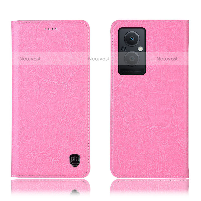 Leather Case Stands Flip Cover Holder H04P for OnePlus Nord N20 5G Pink