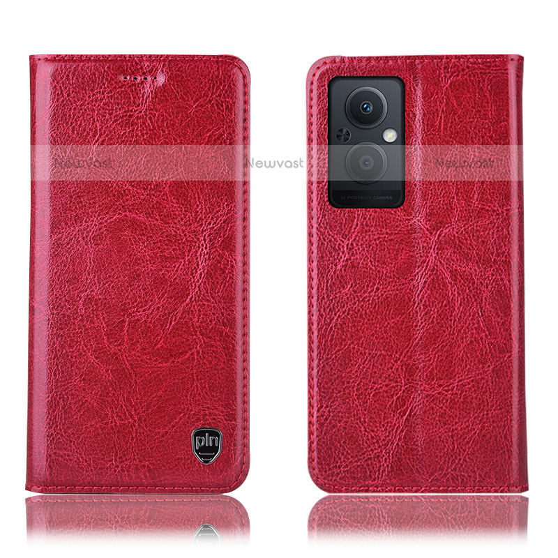 Leather Case Stands Flip Cover Holder H04P for OnePlus Nord N20 5G Red