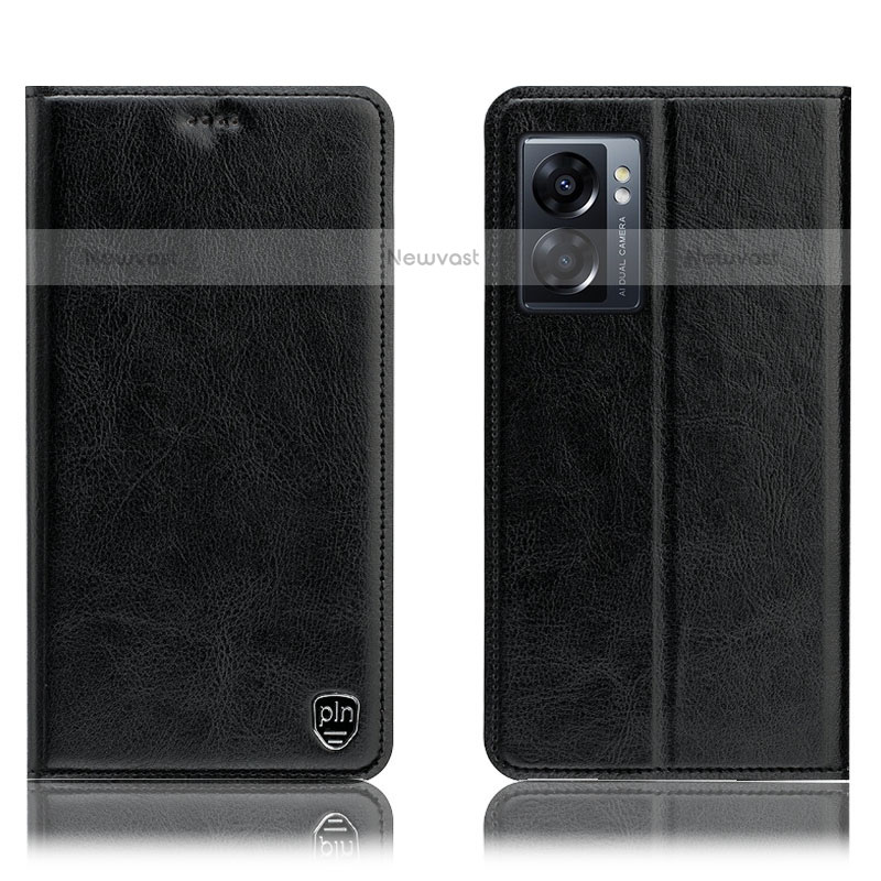 Leather Case Stands Flip Cover Holder H04P for OnePlus Nord N300 5G Black