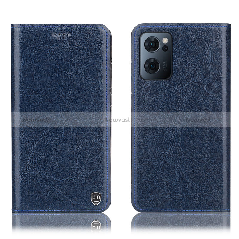 Leather Case Stands Flip Cover Holder H04P for Oppo Find X5 Lite 5G Blue